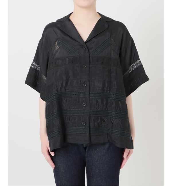 SLOBE IENA「crinkle crinkle crinkle SLOBE別注  tuck lace open collar シャツ」|シャツ・ブラウス|
