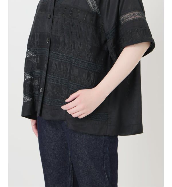 SLOBE IENA「crinkle crinkle crinkle SLOBE別注  tuck lace open collar シャツ」|シャツ・ブラウス|