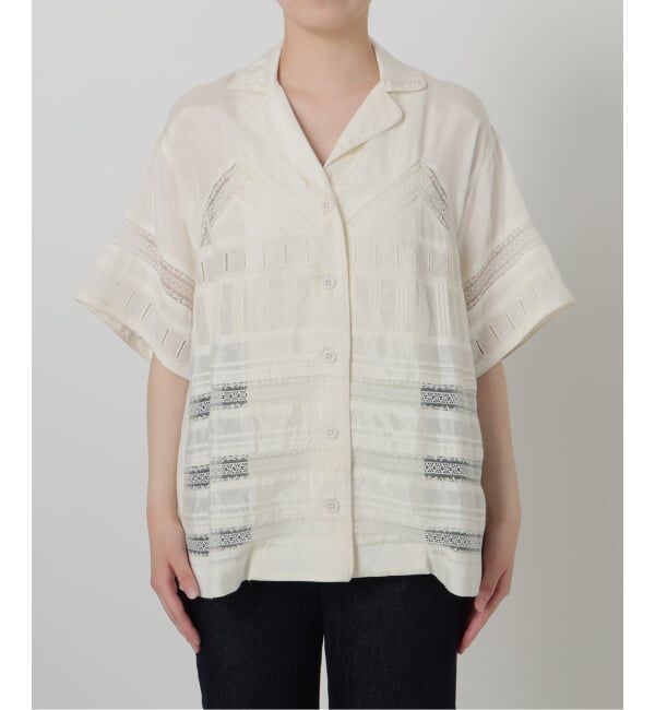 SLOBE IENA「crinkle crinkle crinkle SLOBE別注  tuck lace open collar シャツ」|シャツ・ブラウス|