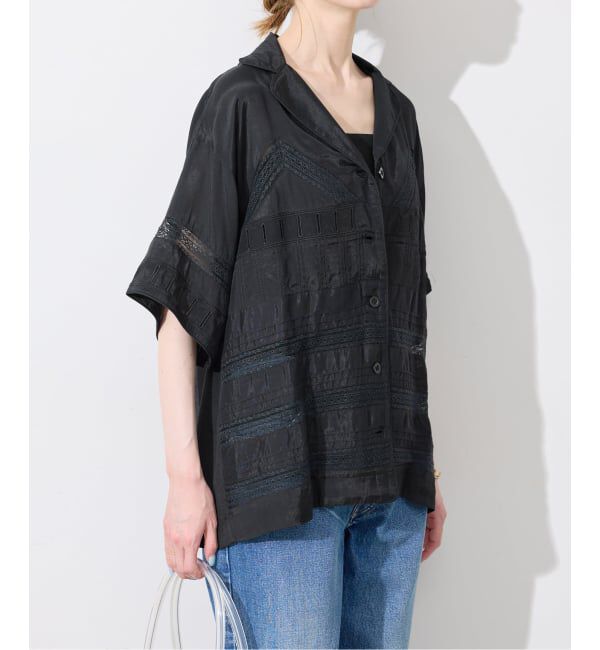 SLOBE IENA「crinkle crinkle crinkle SLOBE別注  tuck lace open collar シャツ」|シャツ・ブラウス|
