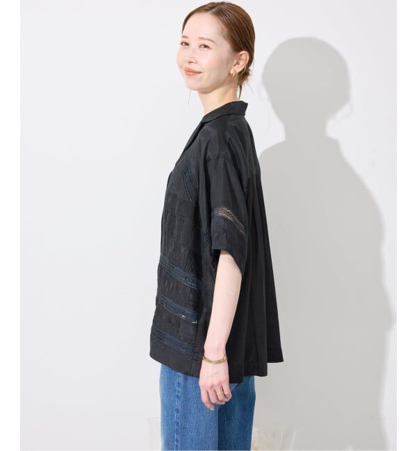 SLOBE IENA「crinkle crinkle crinkle SLOBE別注  tuck lace open collar シャツ」|シャツ・ブラウス|