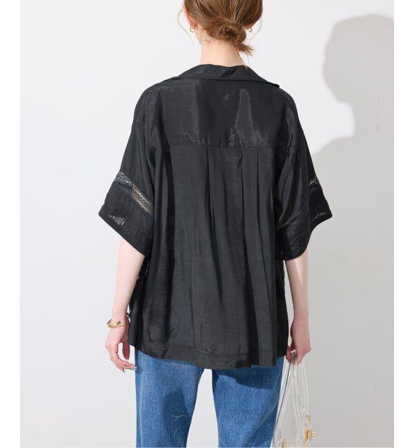SLOBE IENA「crinkle crinkle crinkle SLOBE別注  tuck lace open collar シャツ」|シャツ・ブラウス|