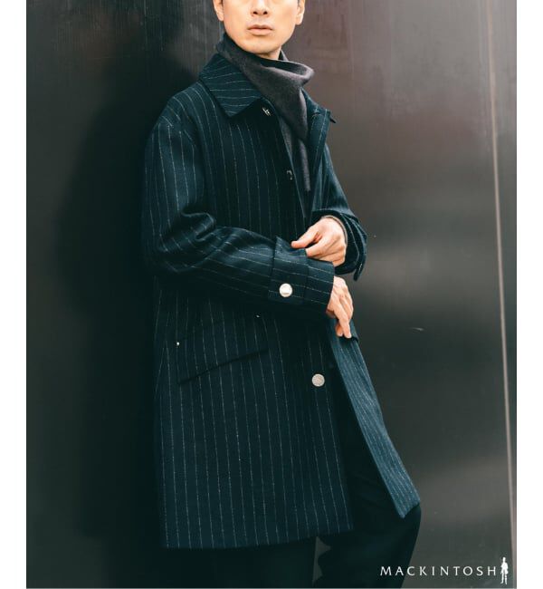 EDIFICE「MACKINTOSH(マッキントッシュ) 別注 HUMBIE/ハンビー SL &rdquo;ストライプ&rdquo;」|ステンカラーコート|ネイビー