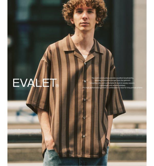 417 EDIFICE「【EVALET / エバレット】オープンカラーシャツ "セットアップ着用可能"」|シャツ・ブラウス|ベージュ A