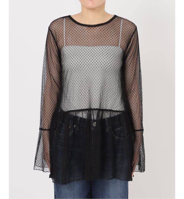 Spick and Span「《追加4》チュールドットチュニックプルオーバー」|Tシャツ・カットソー|