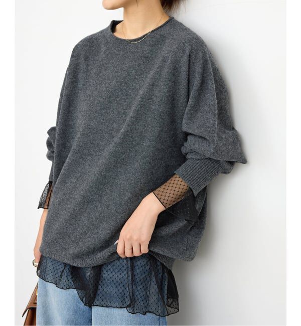 Spick and Span「《追加4》チュールドットチュニックプルオーバー」|Tシャツ・カットソー|
