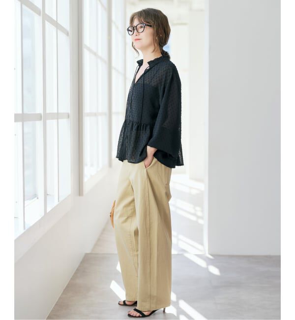 Spick and Span「《WEB限定》ドビードットフリルリボンブラウス」|シャツ・ブラウス|
