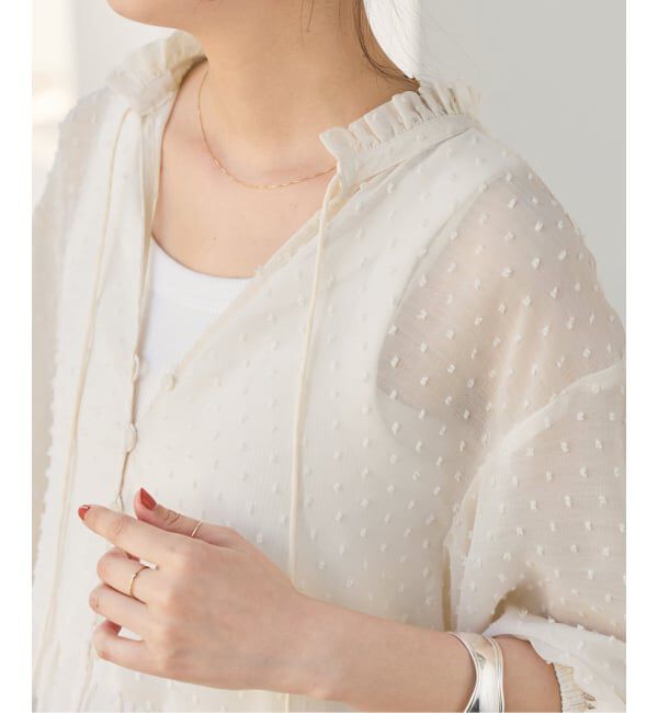 Spick and Span「《WEB限定》ドビードットフリルリボンブラウス」|シャツ・ブラウス|