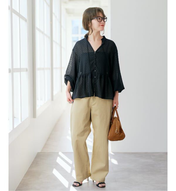 Spick and Span「《WEB限定》ドビードットフリルリボンブラウス」|シャツ・ブラウス|