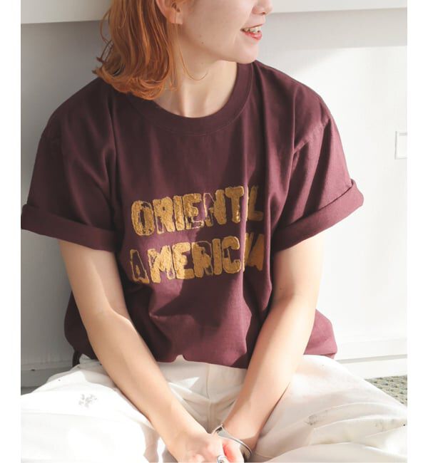Spick and Span「AUTHEN / オーセン SS OA CLUSH EMBROIDERY T-SHIRT」|Tシャツ・カットソー|ボルドー