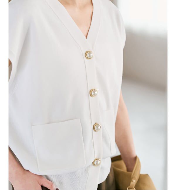 Spick and Span「《一部店舗+WEB限定》パールボタンウォッシャブルニットベスト」|ニット・セーター|
