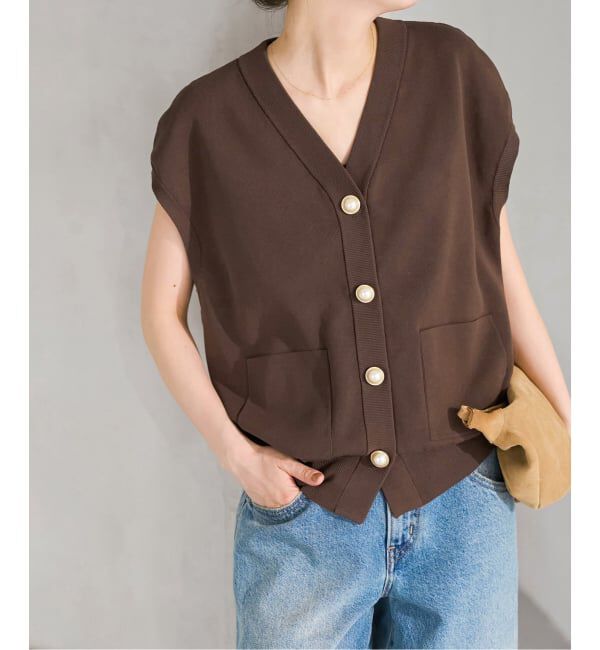 Spick and Span「《一部店舗+WEB限定》パールボタンウォッシャブルニットベスト」|ニット・セーター|