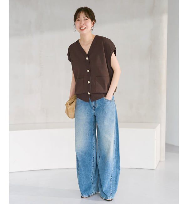 Spick and Span「《一部店舗+WEB限定》パールボタンウォッシャブルニットベスト」|ニット・セーター|