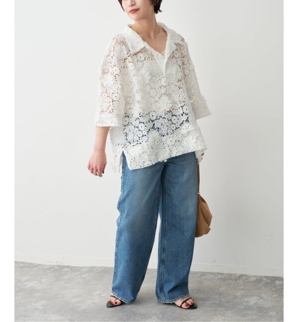 Spick and Span「《一部店舗+WEB限定》LAYAS/レイヤーズ レース半袖シャツ」|シャツ・ブラウス|