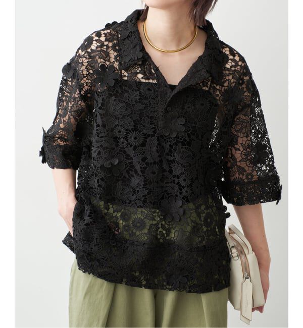 Spick and Span「《一部店舗+WEB限定》LAYAS/レイヤーズ レース半袖シャツ」|シャツ・ブラウス|