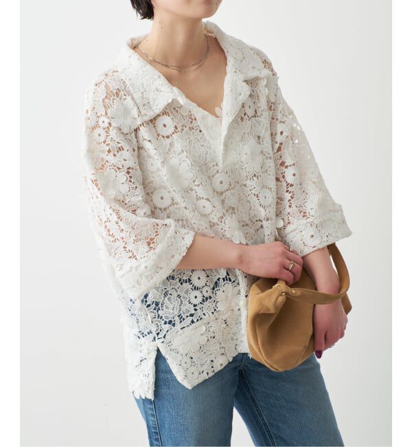 Spick and Span「《一部店舗+WEB限定》LAYAS/レイヤーズ レース半袖シャツ」|シャツ・ブラウス|