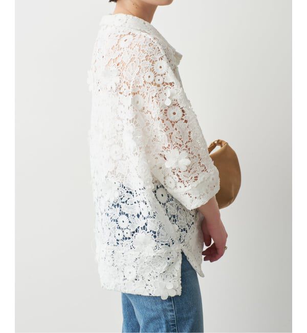 Spick and Span「《一部店舗+WEB限定》LAYAS/レイヤーズ レース半袖シャツ」|シャツ・ブラウス|