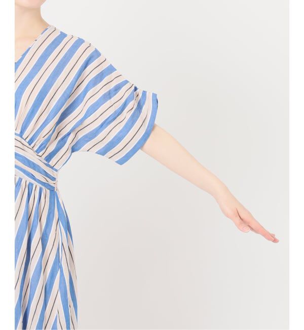 Spick and Span「《WEB限定 / 追加》ne Quittez pas Cotton Voile Stripe Waist Gather Dress」|ワンピース|