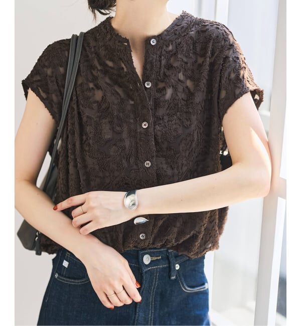 Spick and Span「シアージャガードフレンチシャツ」|シャツ・ブラウス|ブラウン