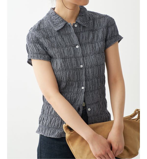 Spick and Span「シャーリングギンガムシャツ」|シャツ・ブラウス|ブラックベース