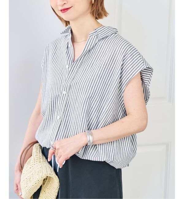 Spick and Span「ストライプフレンチヘムギャザーシャツ」|シャツ・ブラウス|