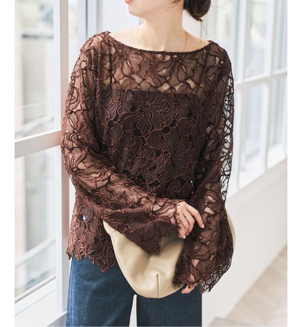 Spick and Span「《新色有り / 追加》モールレースブラウス」|シャツ・ブラウス|ブラウン