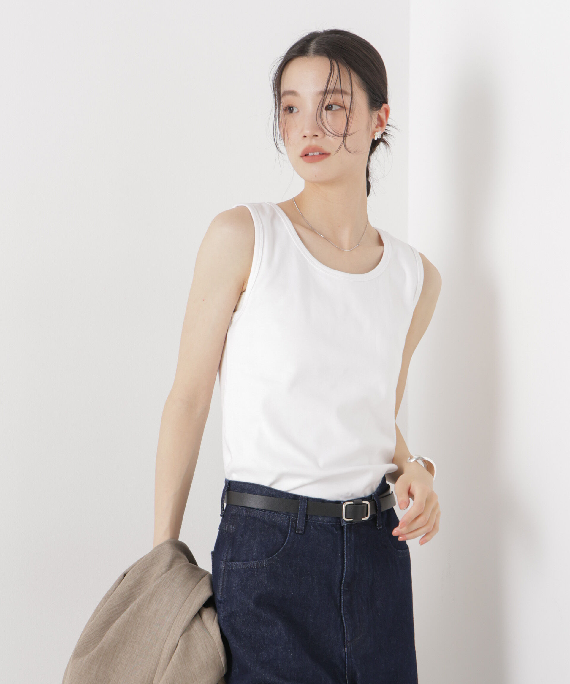 NANO universe「抗菌防臭コットンフライスカットタンクトップ」|Tシャツ・カットソー|