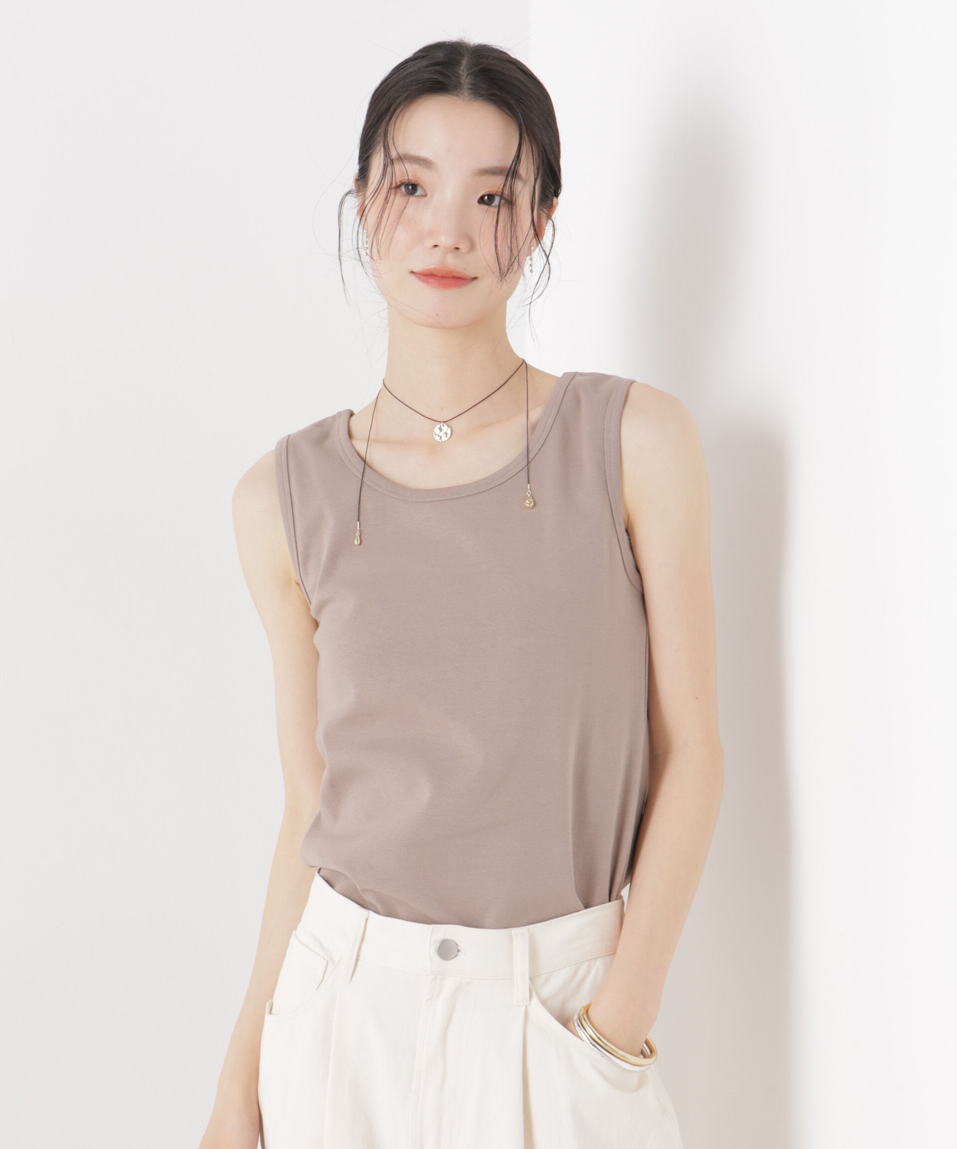 NANO universe「抗菌防臭コットンフライスカットタンクトップ」|Tシャツ・カットソー|
