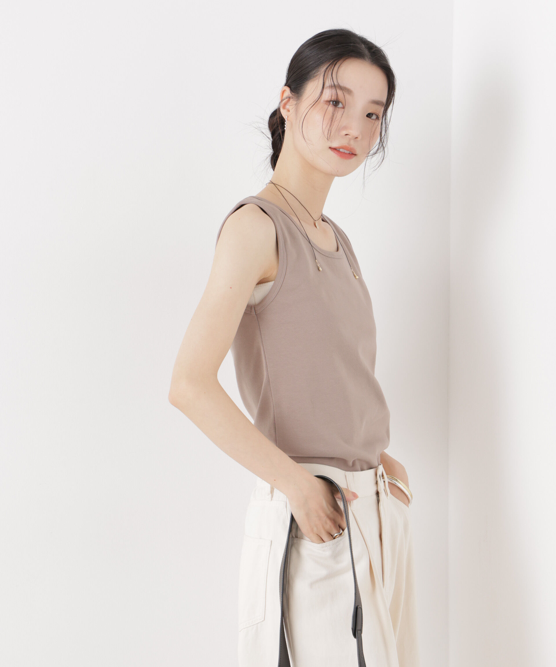 NANO universe「抗菌防臭コットンフライスカットタンクトップ」|Tシャツ・カットソー|