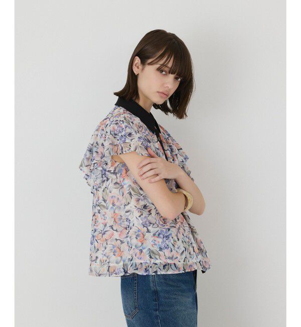 GRACE CONTINENTAL「フラワープリントラッフルフリルブラウス」|シャツ・ブラウス|