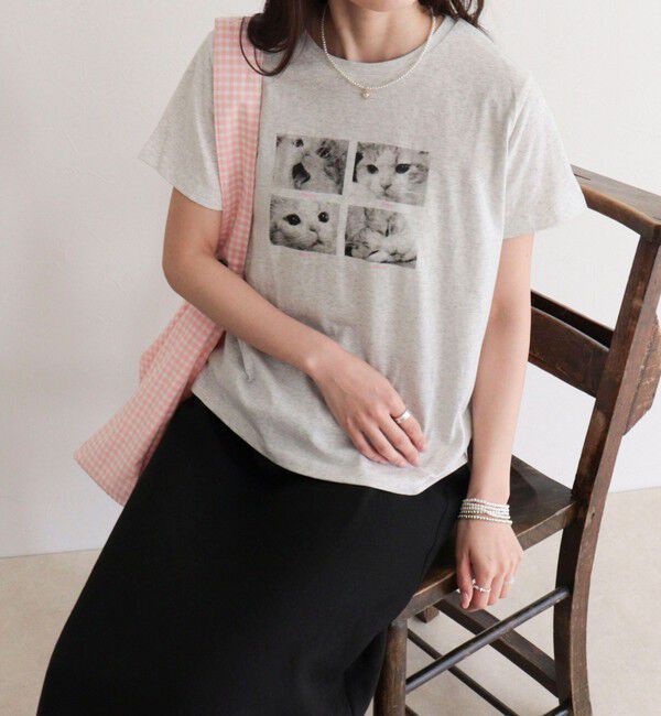 fredy emue「刺しゅう入りCAT PHOTO Tシャツ」|Tシャツ・カットソー|