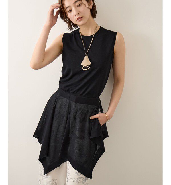 ROPE「LEVITA レイヤードニットプルーオーバー(ケープ&times;タンクトップ)/接触冷感・イージーケア」|Tシャツ・カットソー|