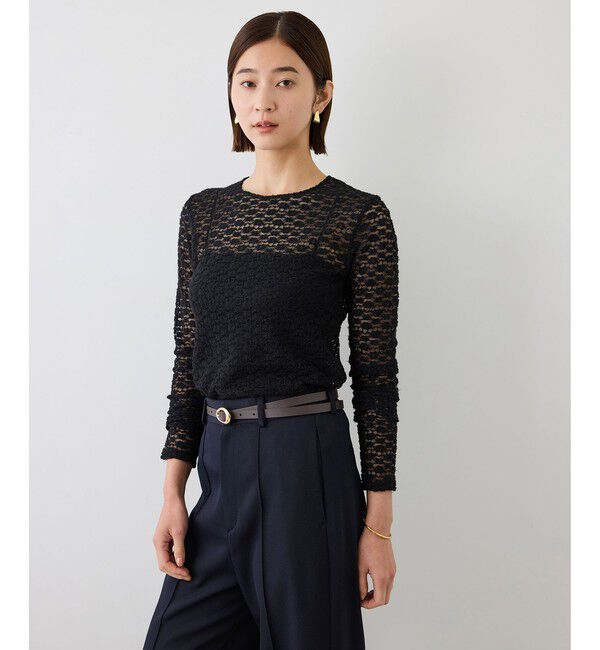 ROPE「【J'aDoRe・ルミネ限定カラー】フラワーレースベーシックカットソー/イージーケア」|Tシャツ・カットソー|