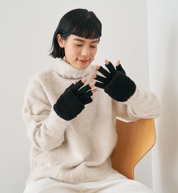 collex「【福田手袋】ボアグローブ」|手袋|ブラック