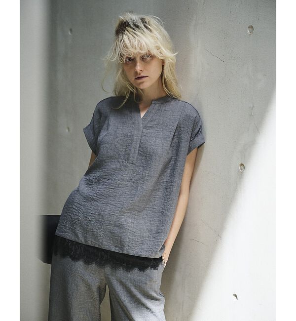 Rouge vif「【2点セット/WEB限定】カルゼヴィンテージセットアップ/スキッパー裾レースブラ」|シャツ・ブラウス|