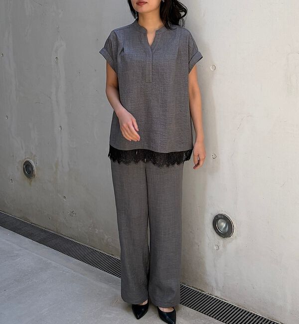 Rouge vif「【2点セット/WEB限定】カルゼヴィンテージセットアップ/スキッパー裾レースブラ」|シャツ・ブラウス|