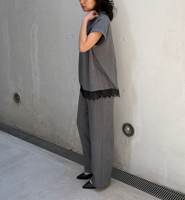 Rouge vif「【2点セット/WEB限定】カルゼヴィンテージセットアップ/スキッパー裾レースブラ」|シャツ・ブラウス|