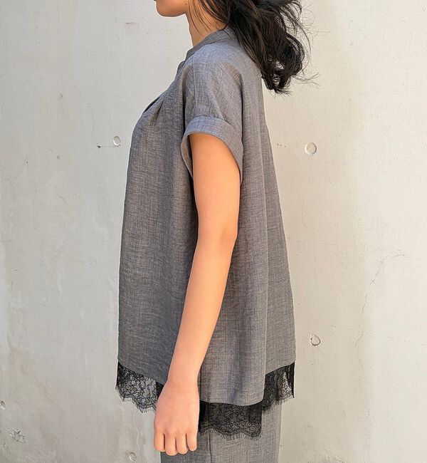 Rouge vif「【2点セット/WEB限定】カルゼヴィンテージセットアップ/スキッパー裾レースブラ」|シャツ・ブラウス|