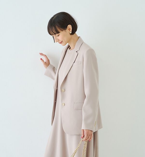Rouge vif「【夏のオケージョンに / セットアップ対応】ダブルサテンシングルテーラードジャケ」|テーラードジャケット|