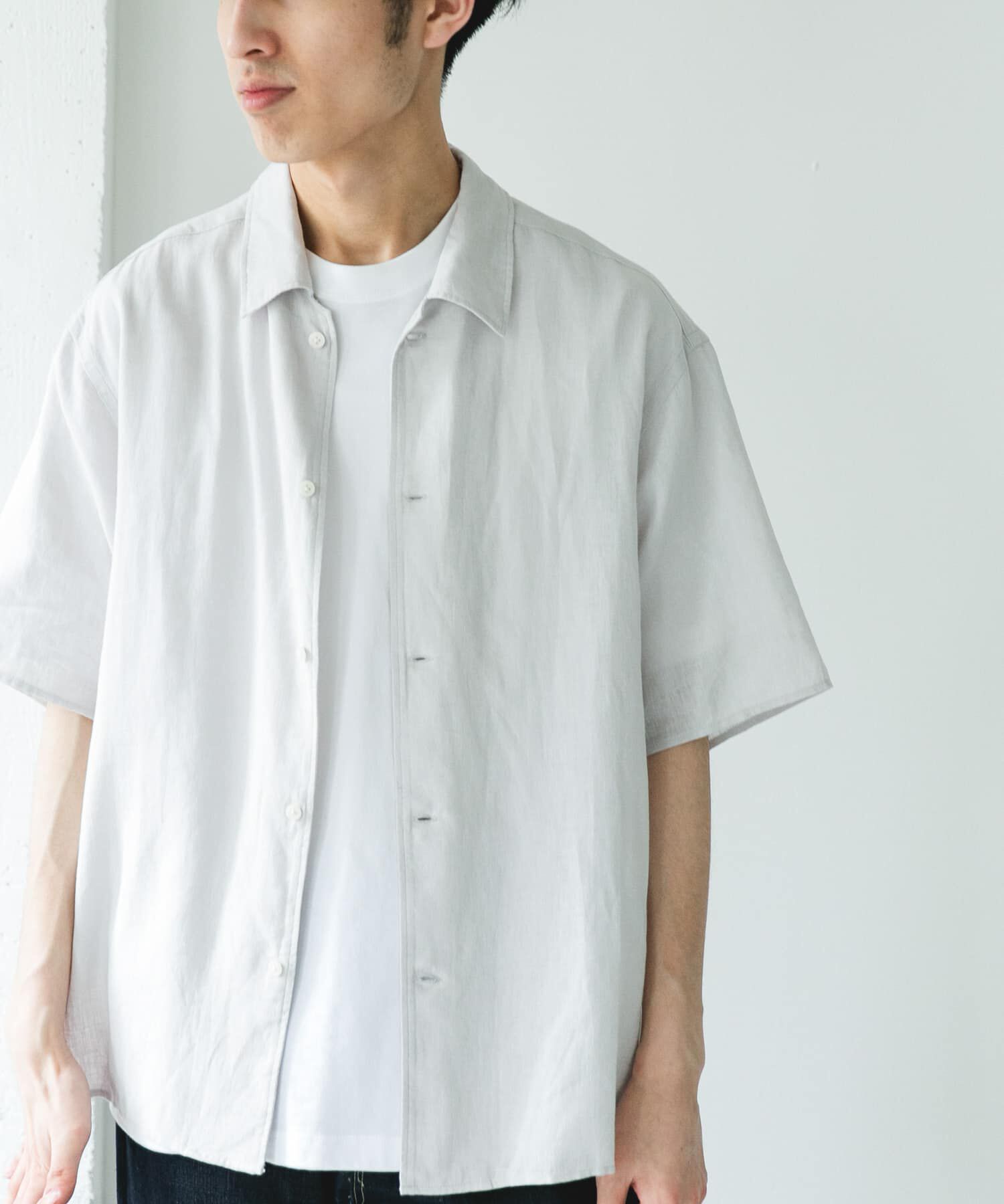 URBAN RESEARCH DOORS「カバーリングリネン キャンプカラーシャツ」|シャツ・ブラウス|