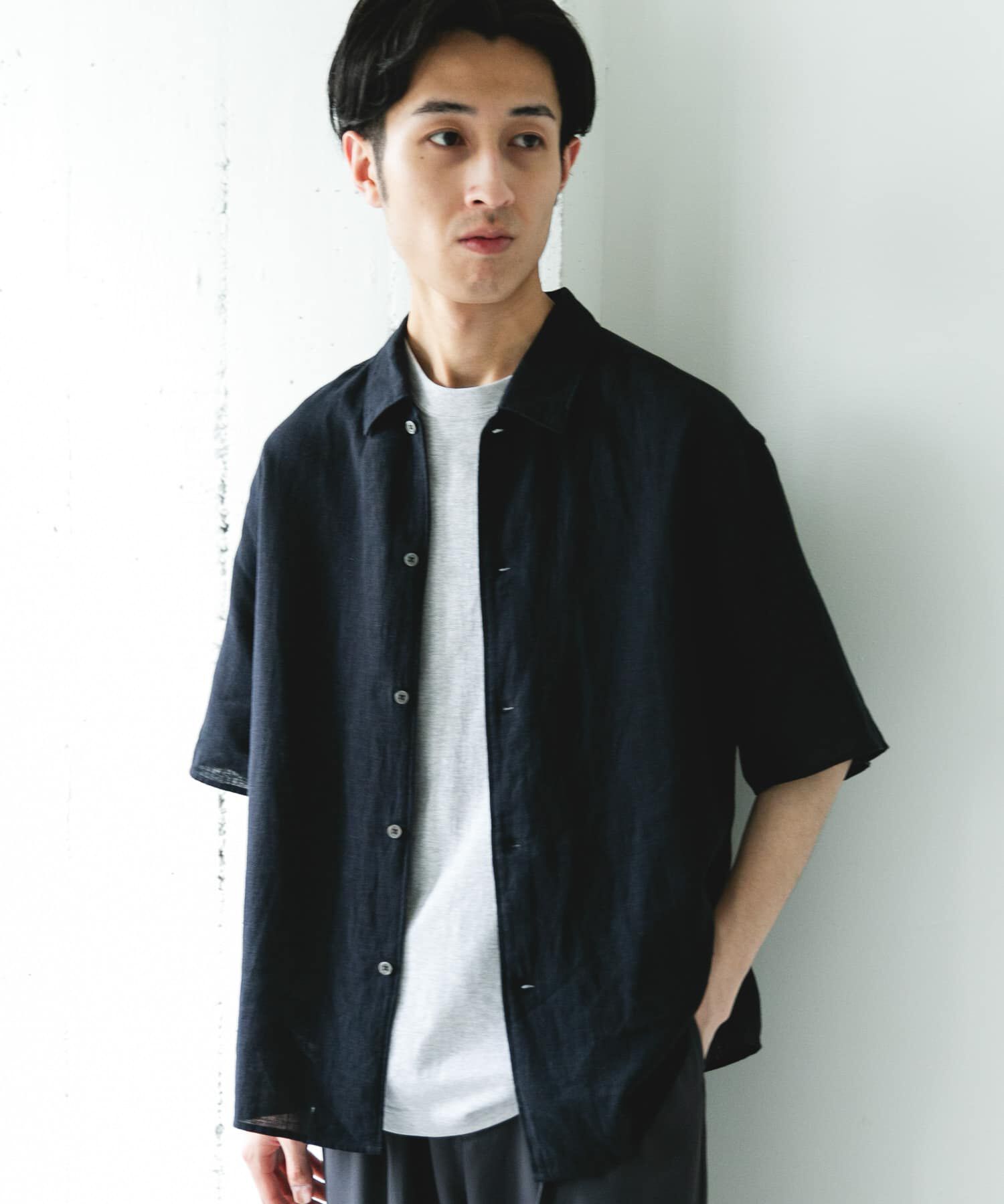 URBAN RESEARCH DOORS「カバーリングリネン キャンプカラーシャツ」|シャツ・ブラウス|