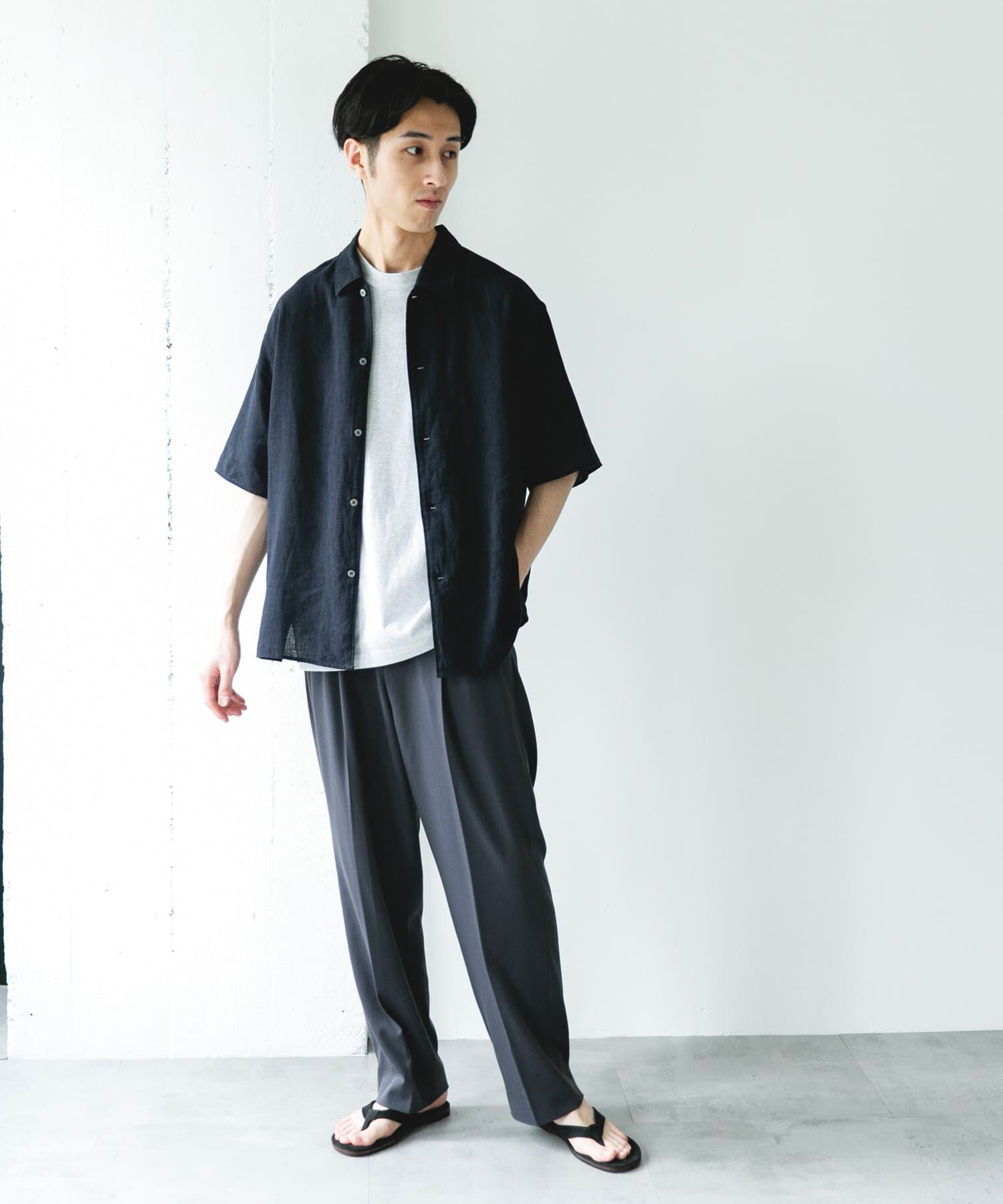 URBAN RESEARCH DOORS「カバーリングリネン キャンプカラーシャツ」|シャツ・ブラウス|