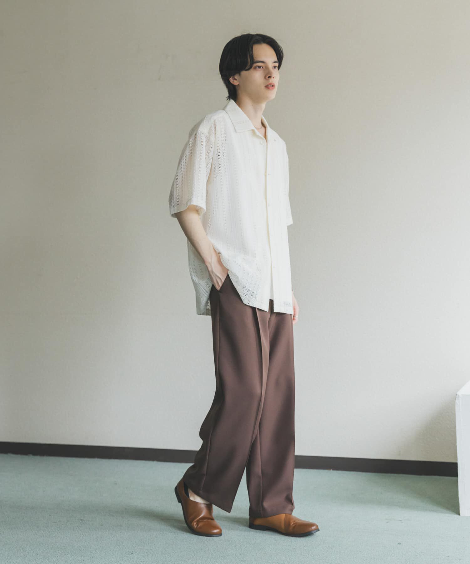 SENSE OF PLACE by URBAN RESEARCH「『ユニセックス』アソートレースオープンカラーショートスリーブシャツ」|シャツ・ブラウス|
