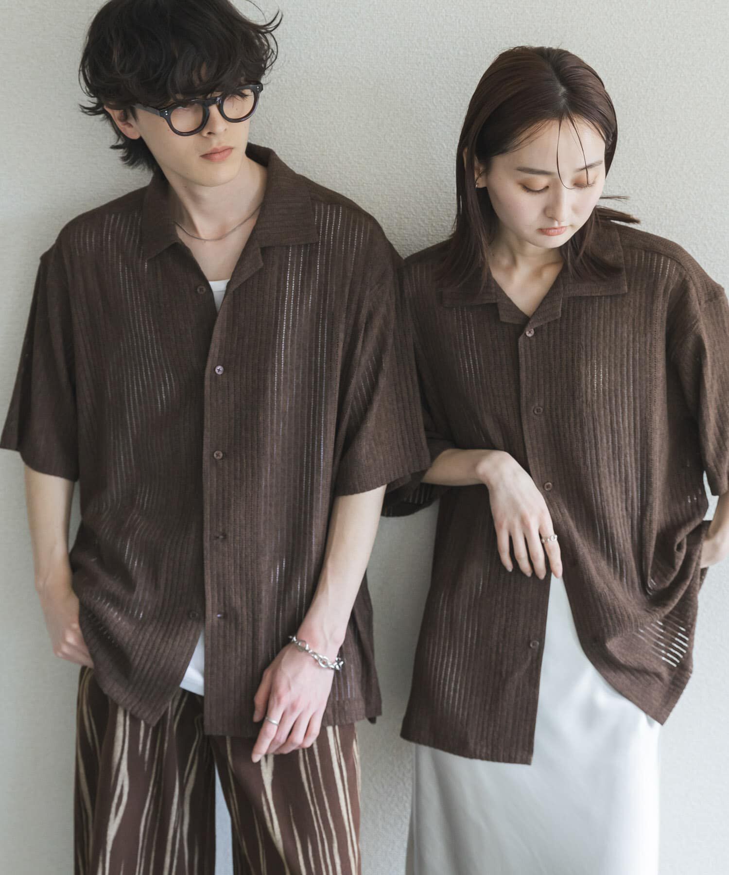 SENSE OF PLACE by URBAN RESEARCH「『ユニセックス』アソートレースオープンカラーショートスリーブシャツ」|シャツ・ブラウス|