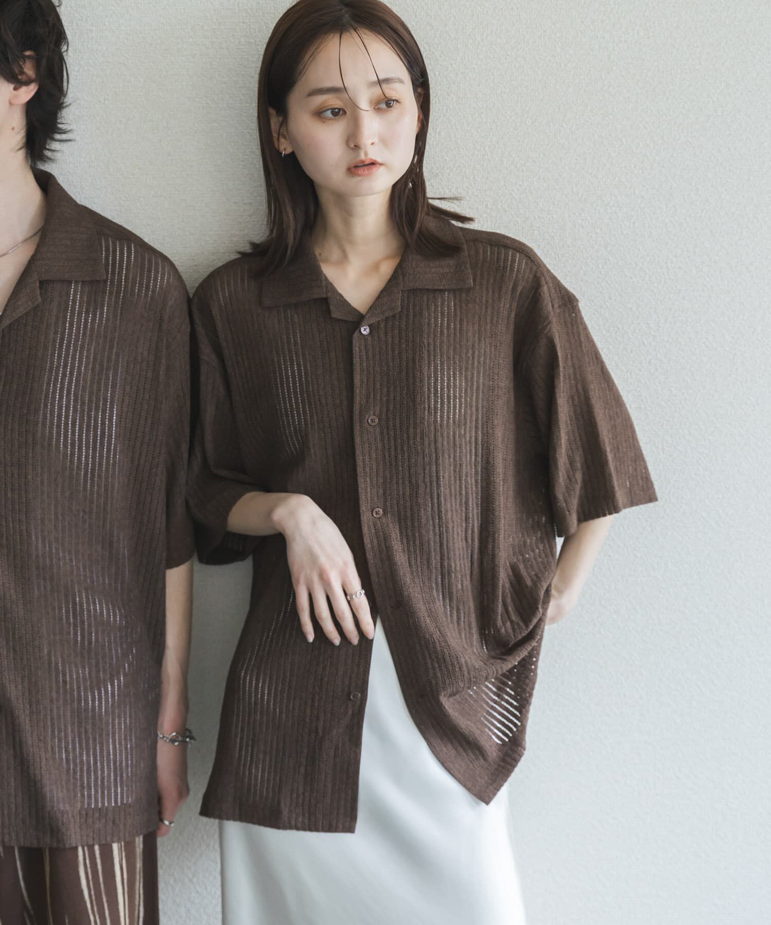 SENSE OF PLACE by URBAN RESEARCH「『ユニセックス』アソートレースオープンカラーショートスリーブシャツ」|シャツ・ブラウス|