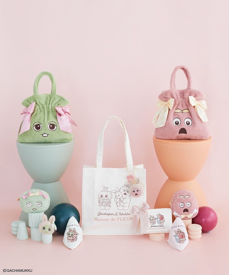 Maison de FLEUR「ガチャピン ミニダブルリボントート」|トートバッグ|