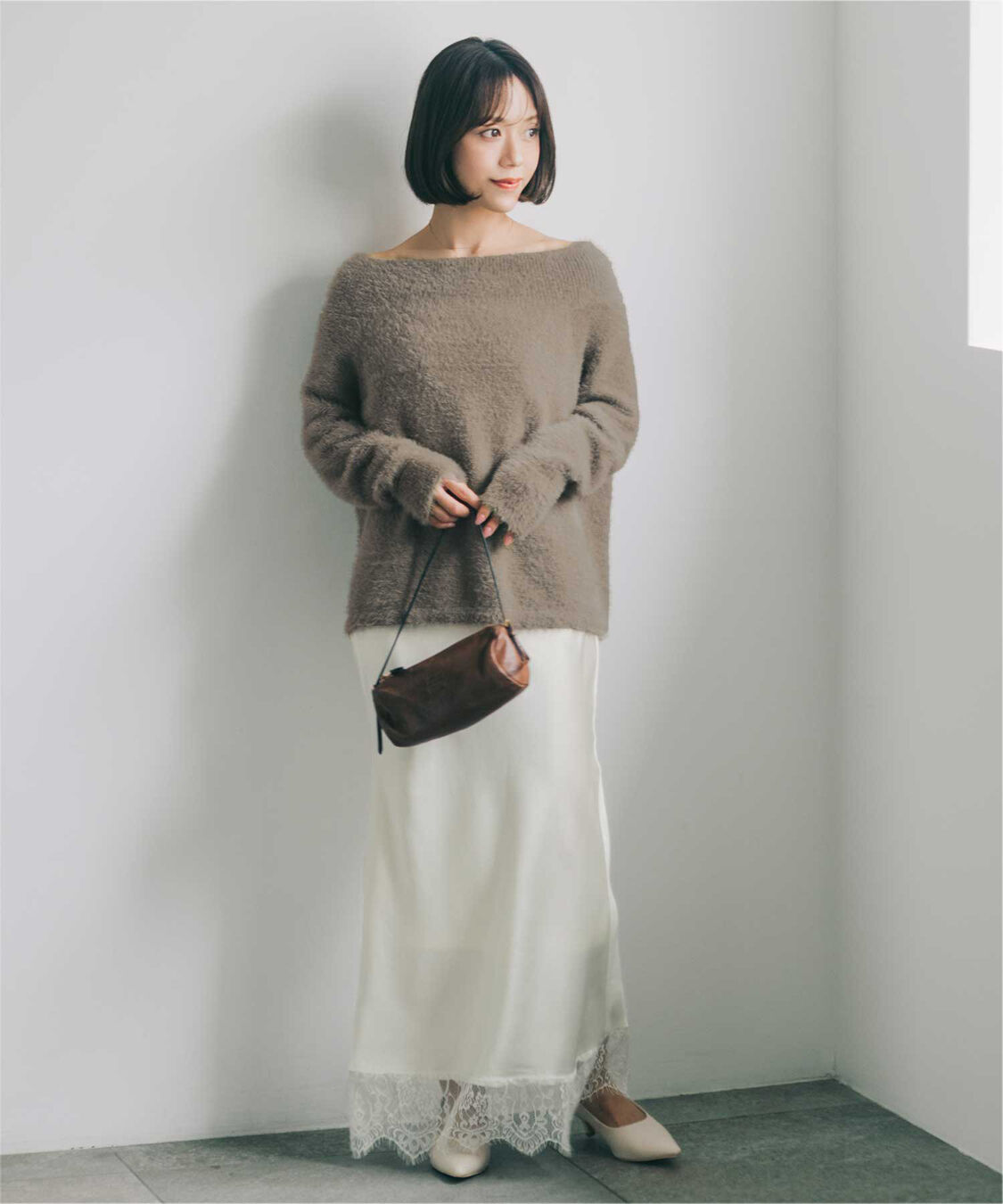 ur's「【mayuさんコラボアイテム】オフショルダーシャギーニットトップス」|ニット・セーター|
