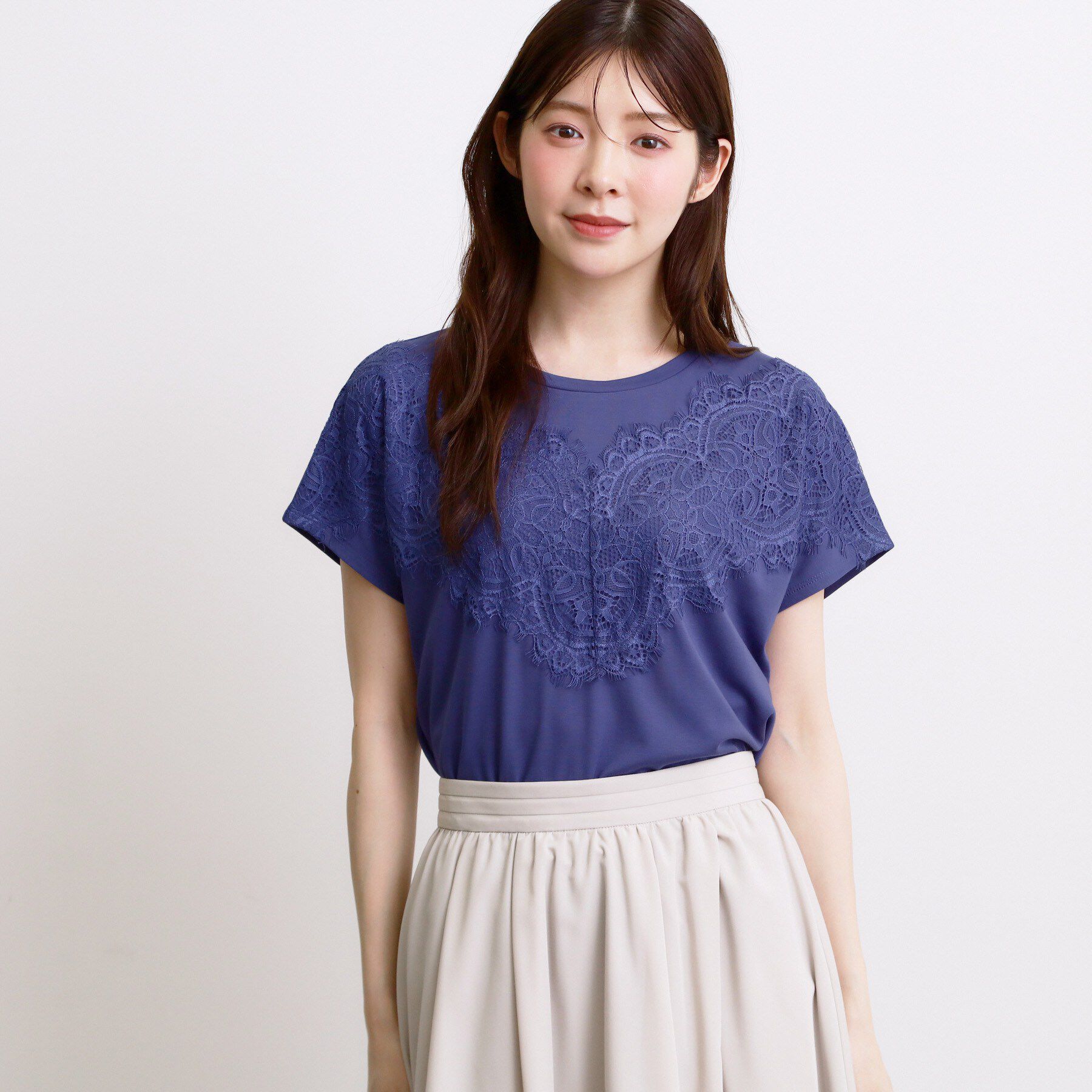grove「【持続冷感/SET UP可】ひんやりポンチシリーズ／フロントレースドルマンカットソー」|Tシャツ・カットソー|