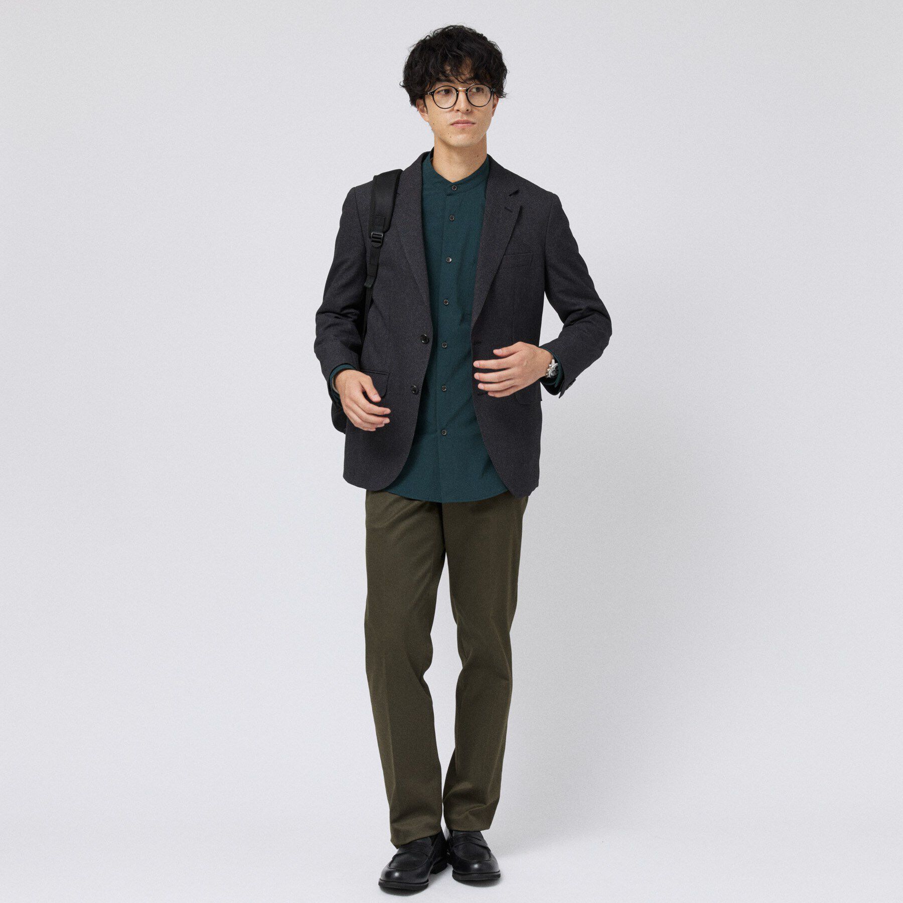 TAKEO KIKUCHI「3Dナイロンストレッチ バンドカラーシャツ」|シャツ・ブラウス|