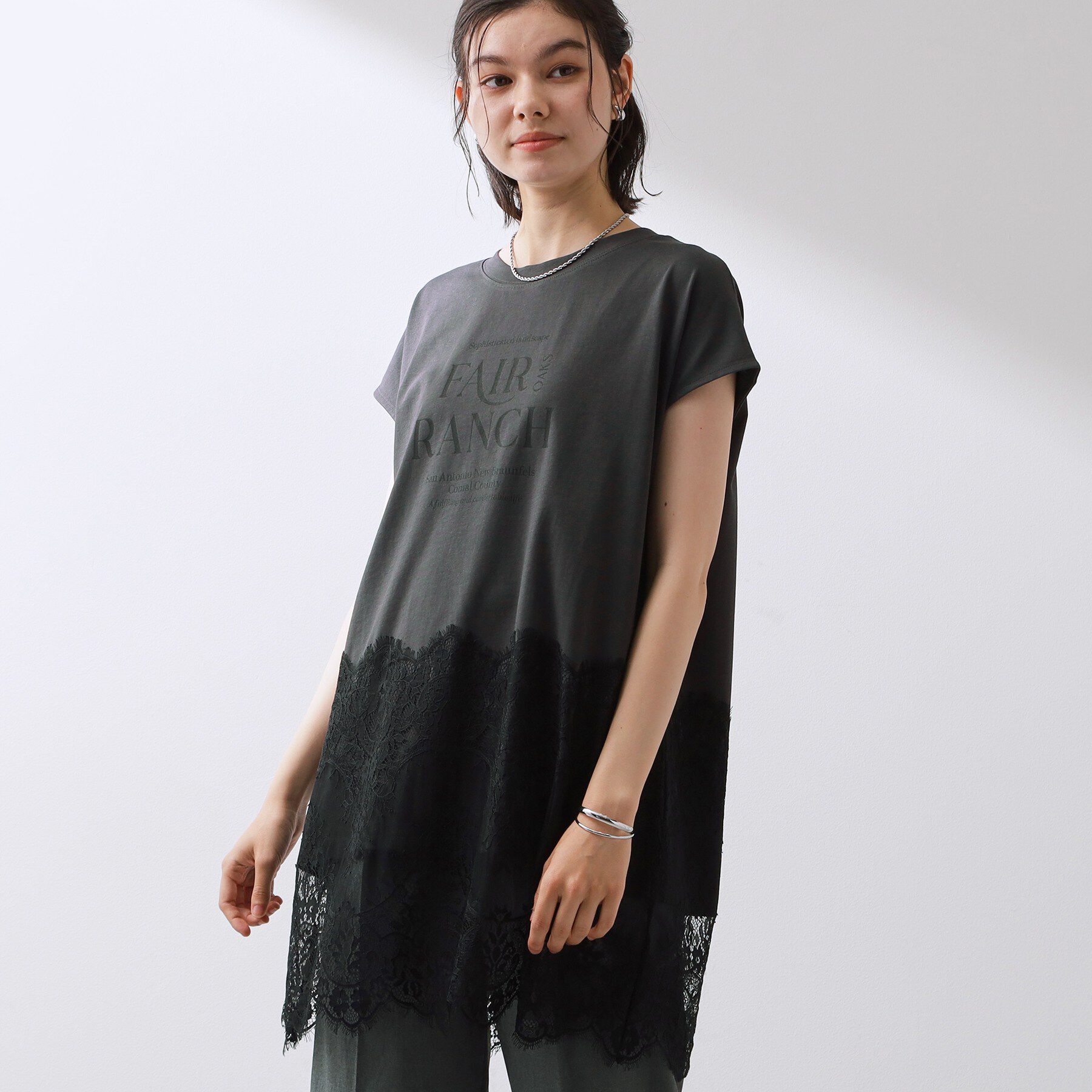 THE SHOP TK「レース切替 ロングTシャツ」|Tシャツ・カットソー|スミクロ(018)